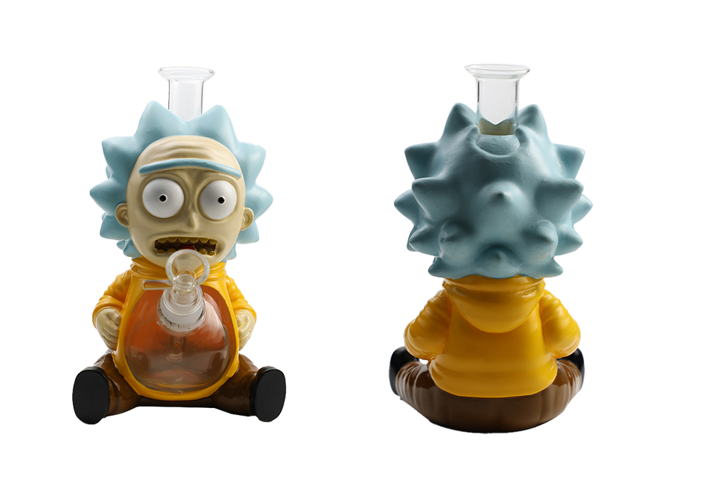 1010_706Cartoon Glass Smoking Bong Glass Bowl Rick Smoking Water Pipe Tobacco Smoking Accessories H548