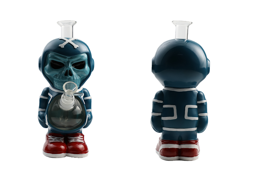 1010_706Cartoon Glass Smoking Bong Glass Bowl Skeleton Player Smoking Water Pipe Tobacco Smoking Accessories H544