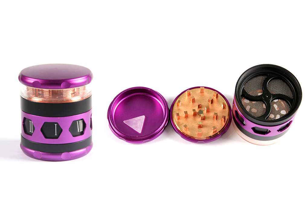 1010_70663MM Herb Grinder 4 Parts Aluminium Alloy Purple Color Weed/Tobacco Grinder Smoking Accessories