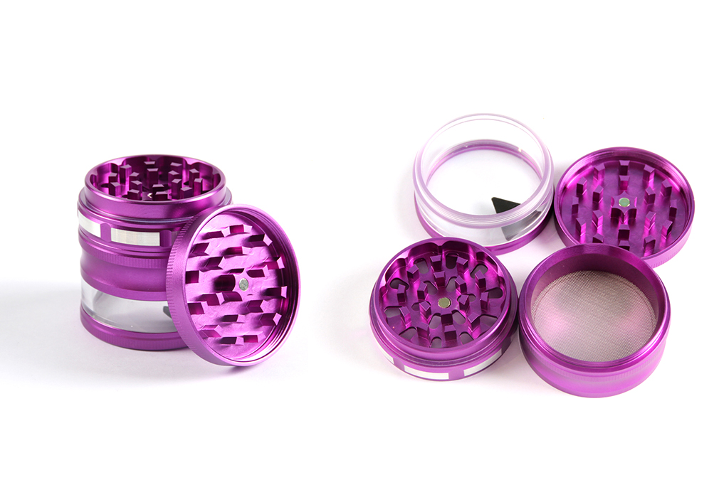1010_70660MM Herb Grinder 4 Parts Aluminium Alloy Purple Color Weed/Tobacco Grinder Smoking Accessories