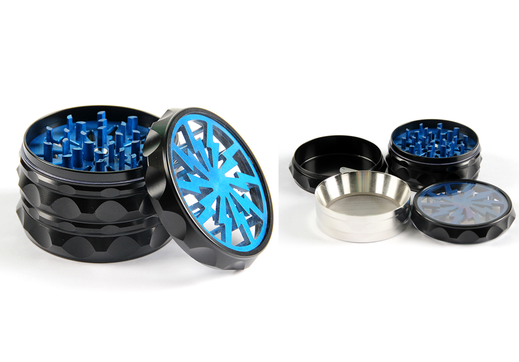 1010_70660MM Herb Grinder 4 Parts Zinc Alloy Flash Type Weed/Tobacco Grinder Smoking Accessories