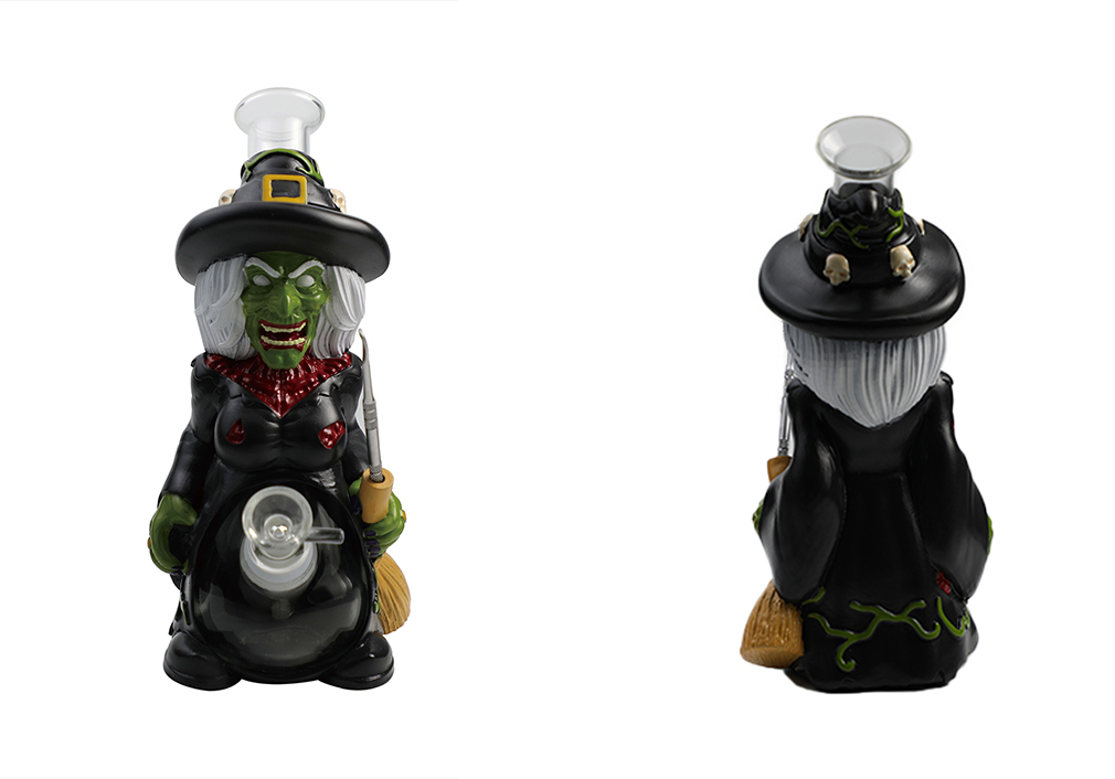 1010_706-恢复的Cartoon Glass Smoking Bong Glass Bowl Witch Smoking Water Pipe Tobacco Smoking Accessories H528