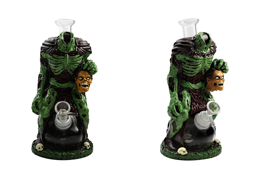 1010_706-恢复的Cartoon Glass Smoking Bong Glass Bowl The Headless Horseman Smoking Water Pipe Tobacco Smoking Accessories H536