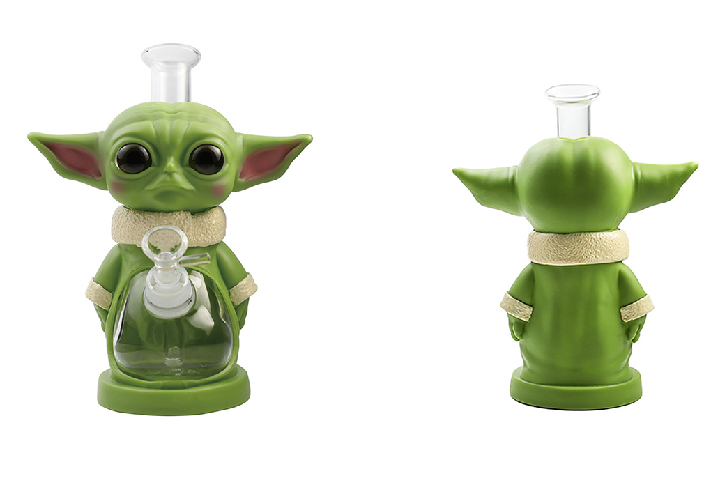 1010_706-恢复的Cartoon Glass Smoking Bong Glass Bowl YODA Smoking Water Pipe Tobacco Smoking Accessories H533
