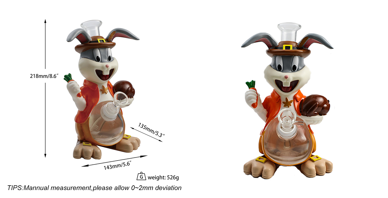 1315_672Cartoon Glass Smoking Bong Glass Bowl Smoking Thanksgiving Rabbit Water Pipe Tobacco Smoking Accessories H534