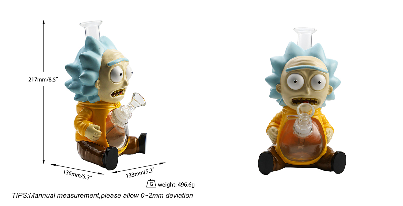 1315_672Cartoon Glass Smoking Bong Glass Bowl Rick Smoking Water Pipe Tobacco Smoking Accessories H548
