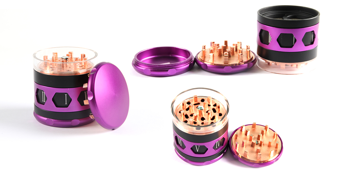 1315_67263MM Herb Grinder 4 Parts Aluminium Alloy Purple Color Weed/Tobacco Grinder Smoking Accessories