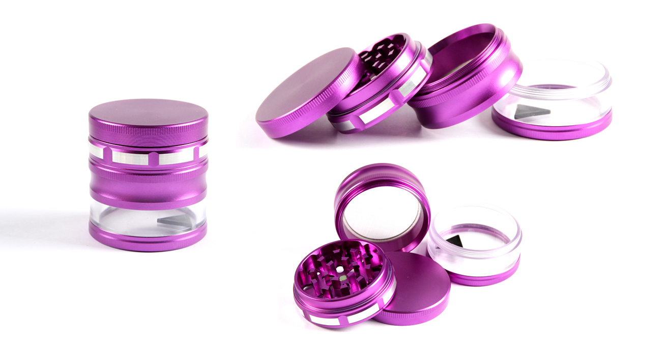 1315_67260MM Herb Grinder 4 Parts Aluminium Alloy Purple Color Weed/Tobacco Grinder Smoking Accessories