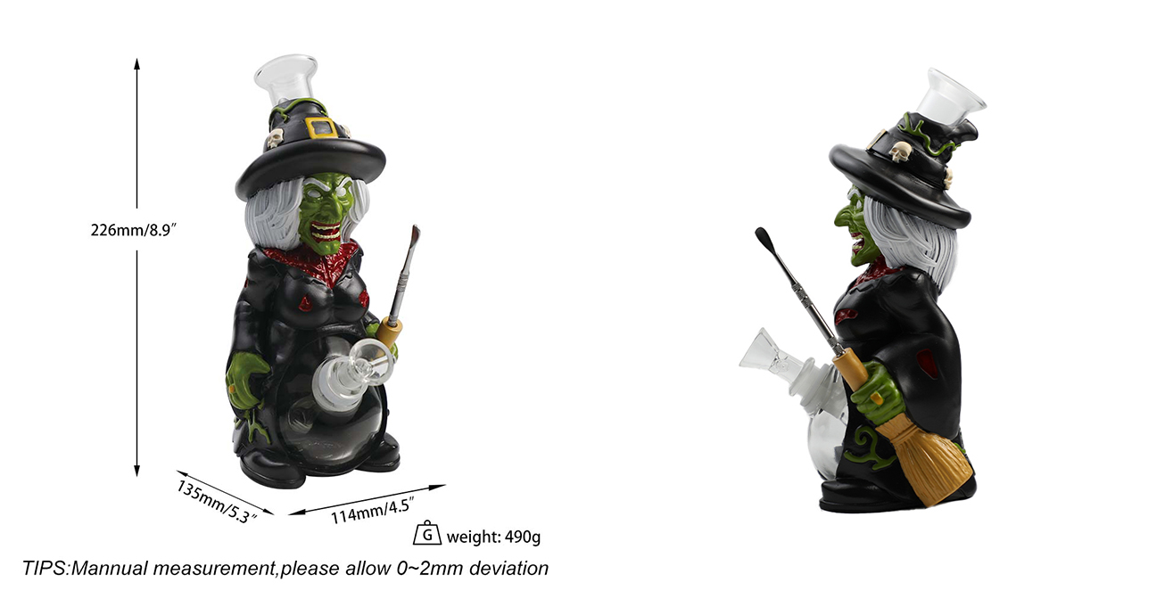1315_672-恢复的Cartoon Glass Smoking Bong Glass Bowl Witch Smoking Water Pipe Tobacco Smoking Accessories H528