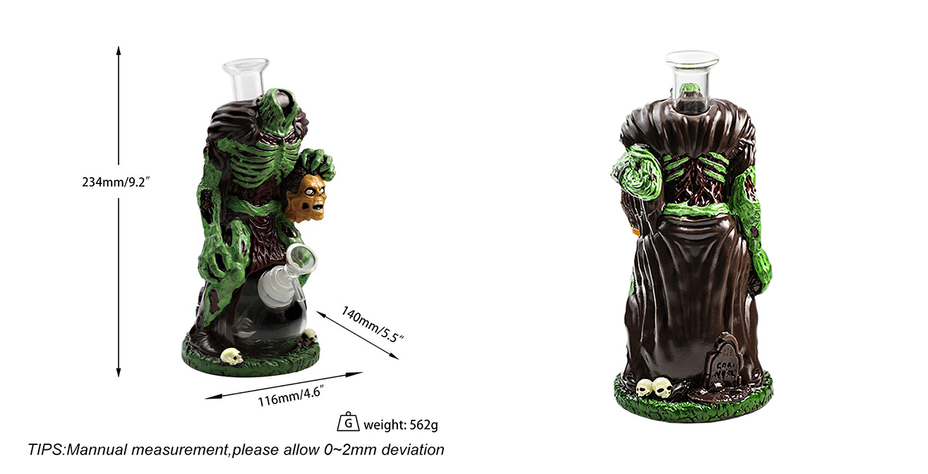 1315_672-恢复的Cartoon Glass Smoking Bong Glass Bowl The Headless Horseman Smoking Water Pipe Tobacco Smoking Accessories H536