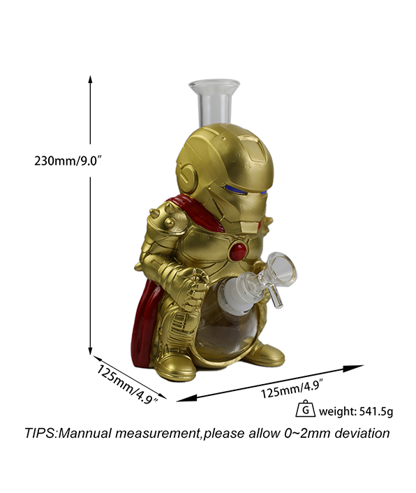 596_706Cartoon Glass Smoking Bong Glass Bowl Iron Man Smoking Water Pipe Tobacco Smoking Accessories H545