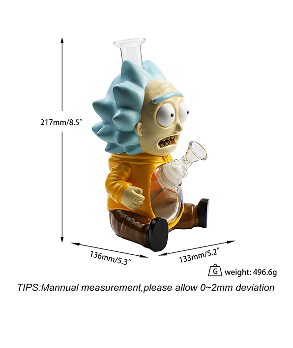 596_706Cartoon Glass Smoking Bong Glass Bowl Rick Smoking Water Pipe Tobacco Smoking Accessories H548