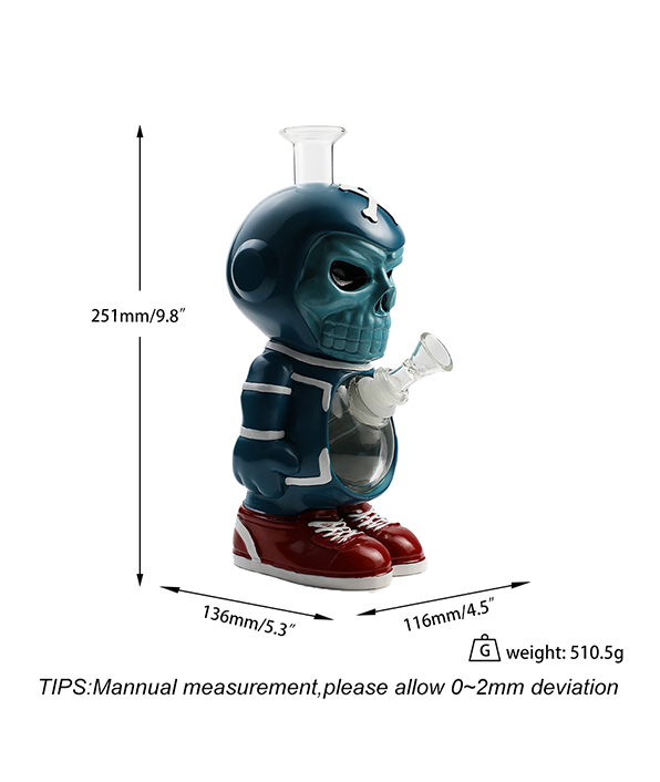 596_706Cartoon Glass Smoking Bong Glass Bowl Skeleton Player Smoking Water Pipe Tobacco Smoking Accessories H544
