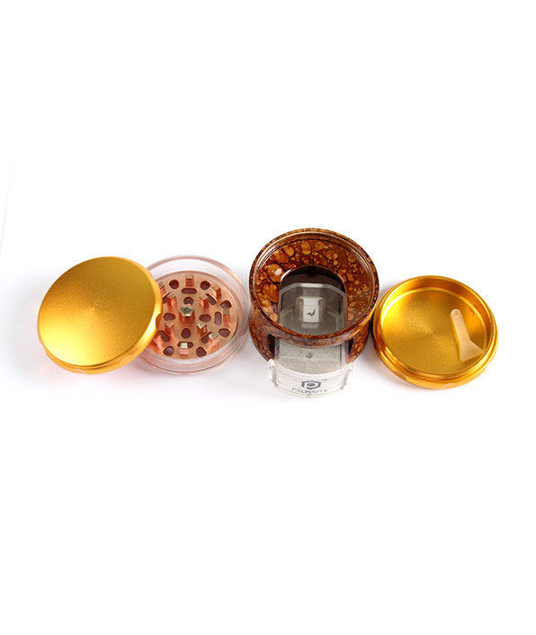 596_70663MM Herb Grinder 4 Parts Zinc&Wood Weed/Tobacco Grinder With Drawer Smoking Accessories