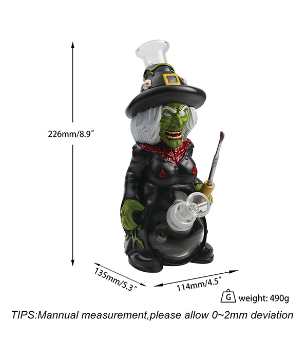 596_706-恢复的Cartoon Glass Smoking Bong Glass Bowl Witch Smoking Water Pipe Tobacco Smoking Accessories H528