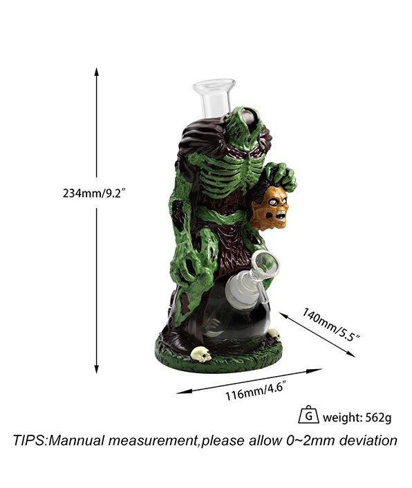 596_706-恢复的Cartoon Glass Smoking Bong Glass Bowl The Headless Horseman Smoking Water Pipe Tobacco Smoking Accessories H536