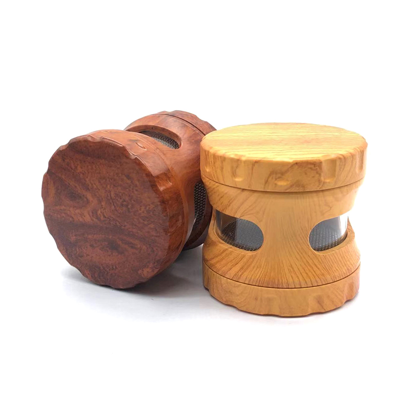 63MM Herb Grinder 4 Parts Wood Color Zinc Alloy Weed/Tobacco Grinder Smoking Accessories