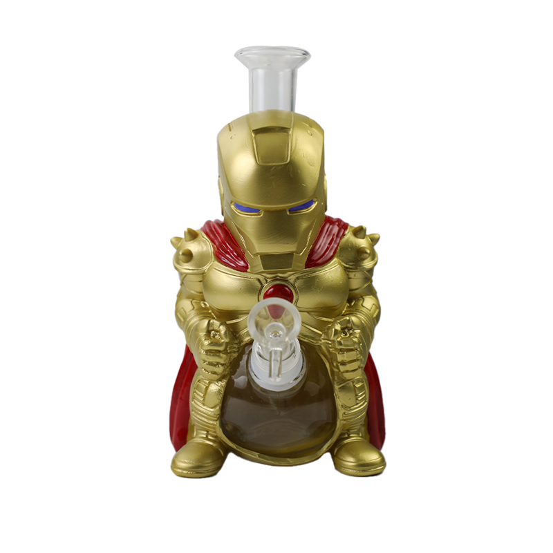 Cartoon Glass Smoking Bong Glass Bowl Iron Man Smoking Water Pipe Tobacco Smoking Accessories H545