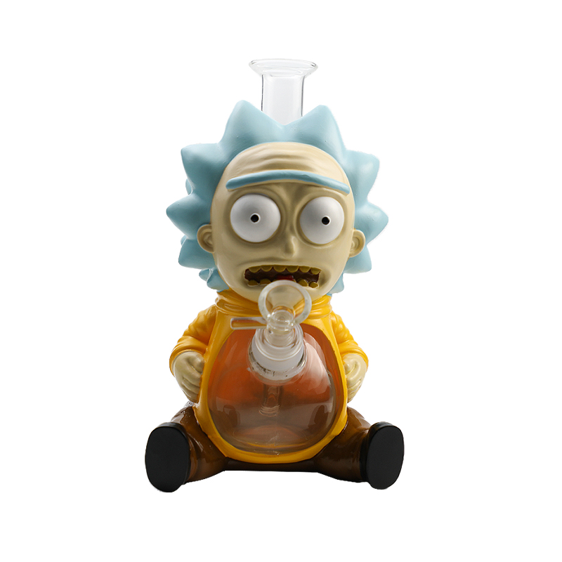 Cartoon Glass Smoking Bong Glass Bowl Rick Smoking Water Pipe Tobacco Smoking Accessories H548