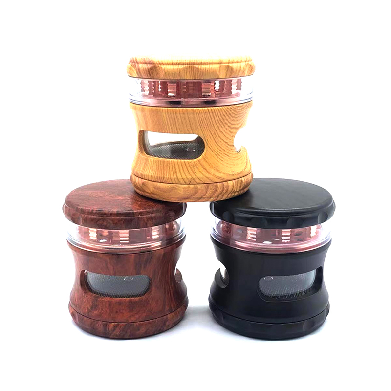 63MM Herb Grinder 4 Parts Wood Color Zinc Alloy Weed/Tobacco Grinder Smoking Accessories