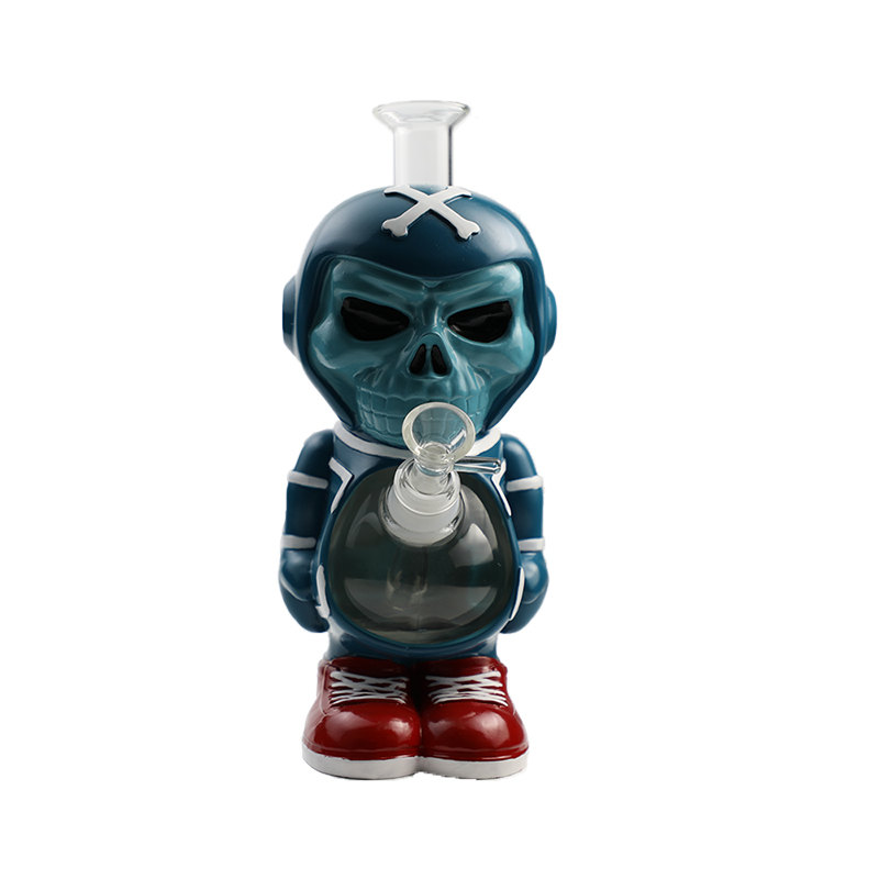 Cartoon Glass Smoking Bong Glass Bowl Skeleton Player Smoking Water Pipe Tobacco Smoking Accessories H544