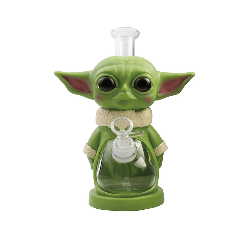 Cartoon Glass Smoking Bong Glass Bowl YODA Smoking Water Pipe Tobacco Smoking Accessories H533
