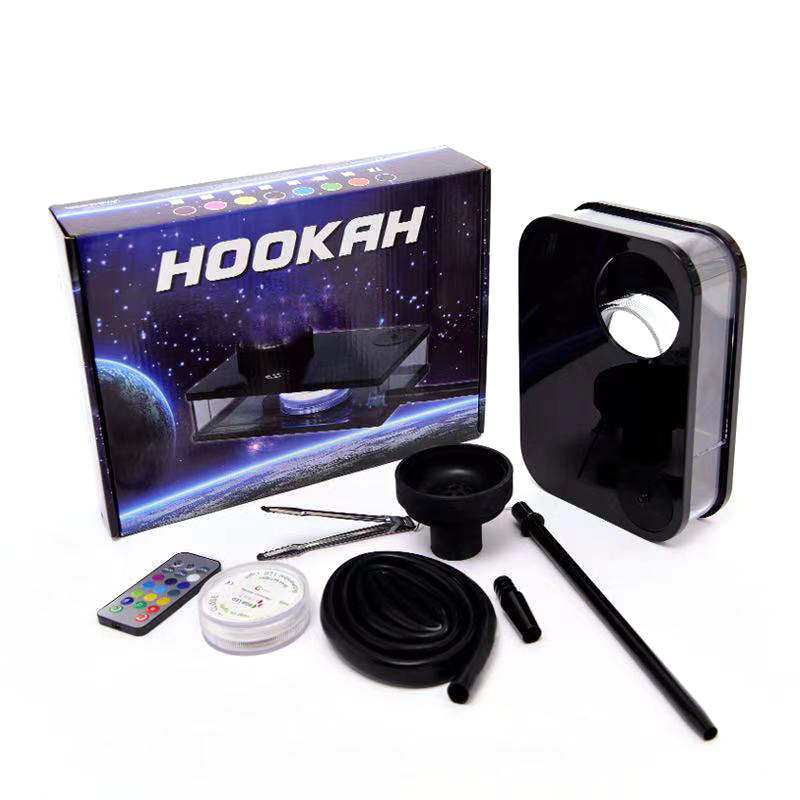 Portable Hookah Set LED Light Square Box High Quality Acrylic Hookah Shisha