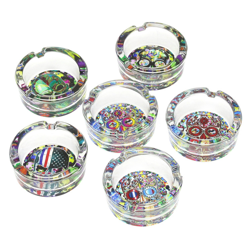 85mm Round Skull Designs Glass Ashtray Custom Logo