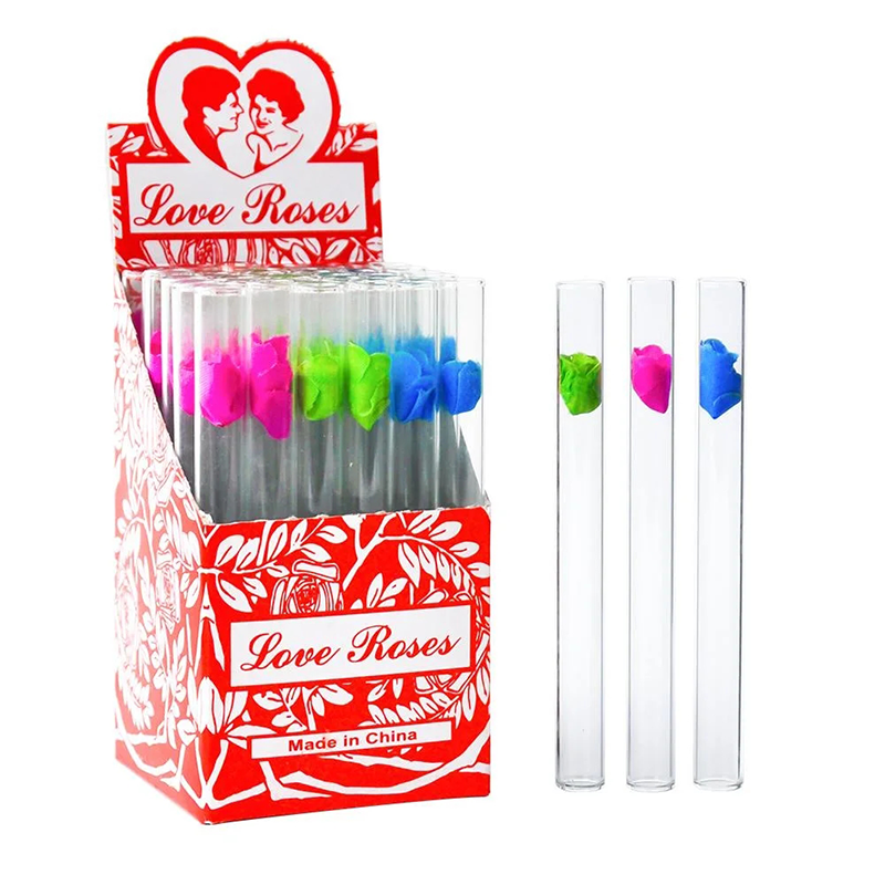 Love Rose Oil Glass Pipe With Flower