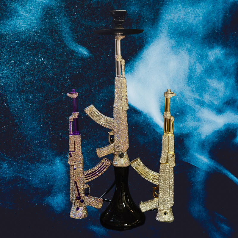 AK47 Shaped Diamond Hookah With Single Smoking Pipe