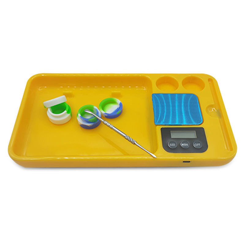 Plastic LED Tobacco Rolling Tray With Scale Metal Spoon & Silicone Oil Wax
