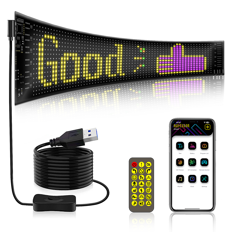 LED Matrix Pannel With 16*64 Soft Screen Display On Smoking Shop & Car