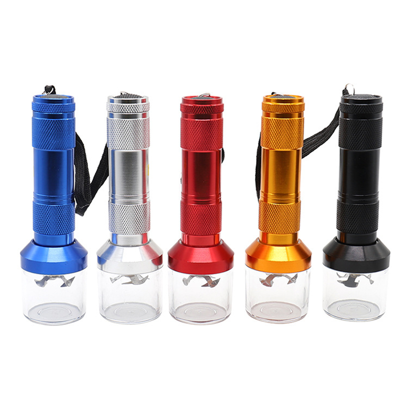 Electronic Flashlight Herb Grinder Aluminum Alloy Mix Color Smoking Accessories