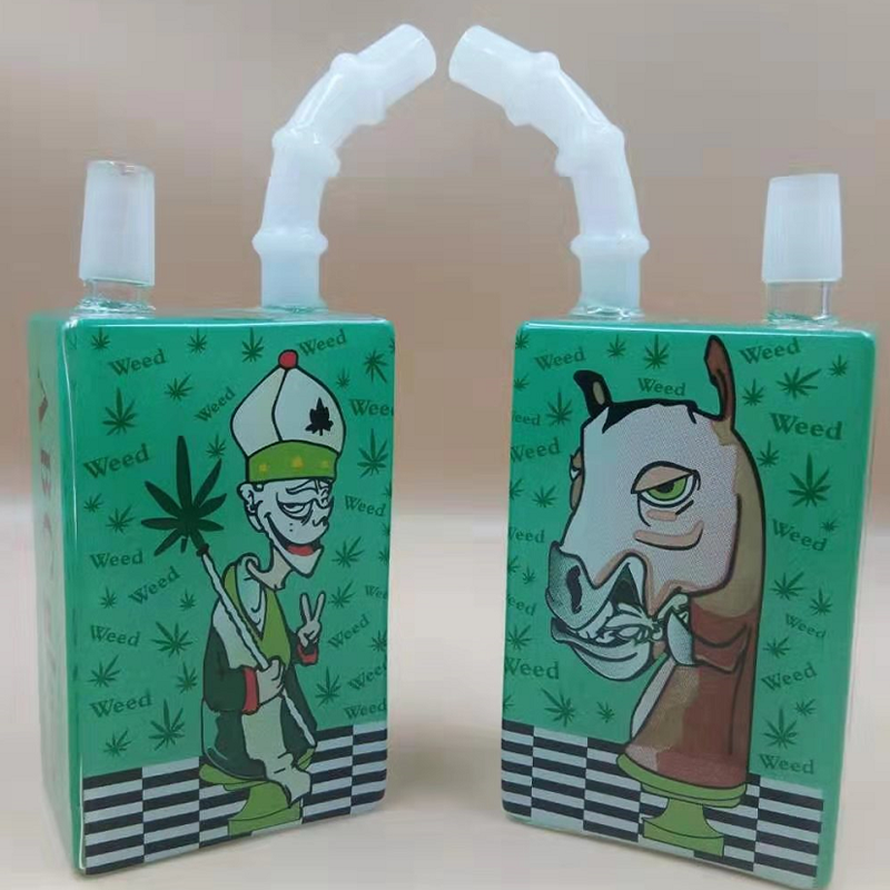 Juice Box 7‘’ Water Glass Pipe Glass Bong Mix Designs