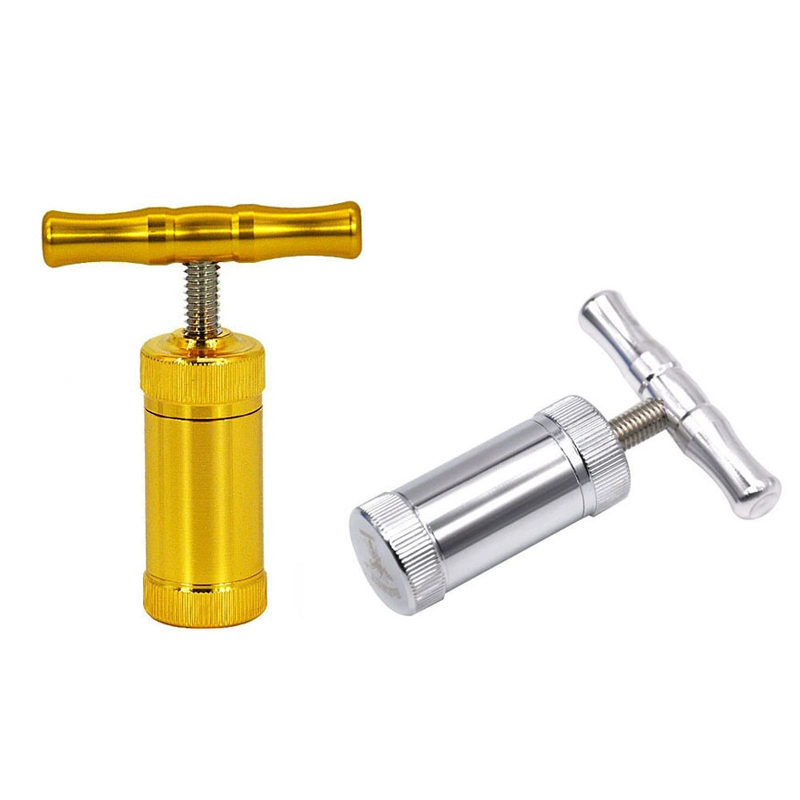 Mini Aluminum Alloy Silver & Gold Pipe Pressure Pipe Can Press Tool Pollen Portable Smoking Accessories