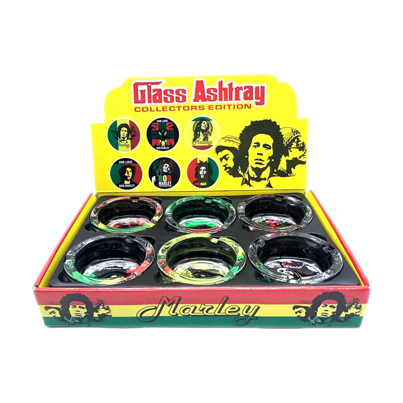 85mm BOB Marley Glass Ashtray Round Shaped Custom Logo