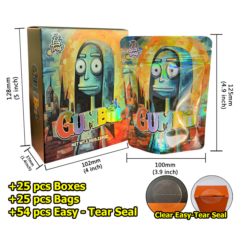 GUMB 3.5G Smell Proof Mylar Bag With Colorful Laser Box