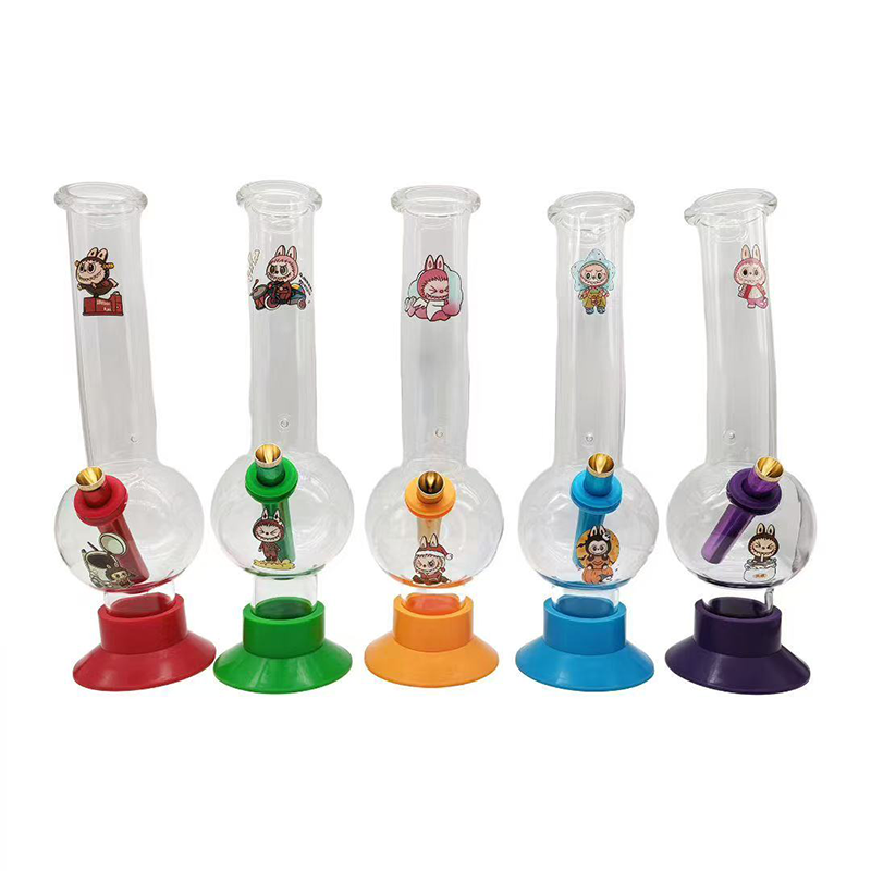 Smoking Accessories 25cm Labubu Designs Glass Bong With Silicone base Water Smoking Pipe