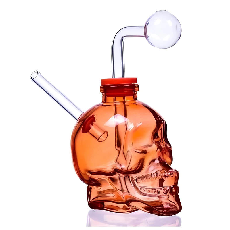 Skull-Shaped Glass Oil Burner Smoking Pipe Sweet Puff Pipe Bong Set Smoking Accessories