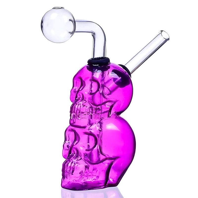 Glass Oil Burner Double Skull-Shaped Smoking Pipe Sweet Puff Pipe Bong Set Smoking Accessories