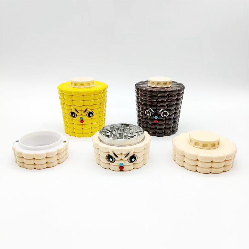Corn Shaped Herb Grinder 4Layers Plastic + Metal Tobacco Grinder Smoking Accessories