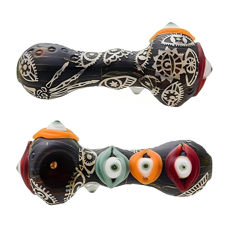 Heady Evil Eyes Sand Blasted Glass Smoking Hand Pipe Smoking Accessories