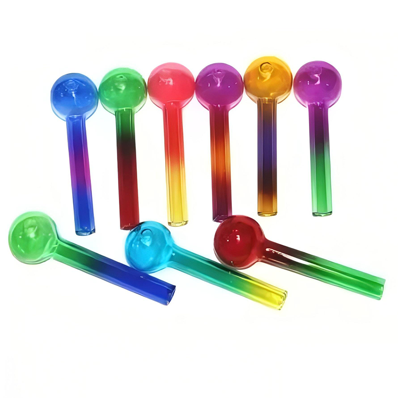 OEM Rainbow 10cm Mini Pyrex Glass Oil Burner Pipe Straight Glass Smoking Pipe Smoking Accessories