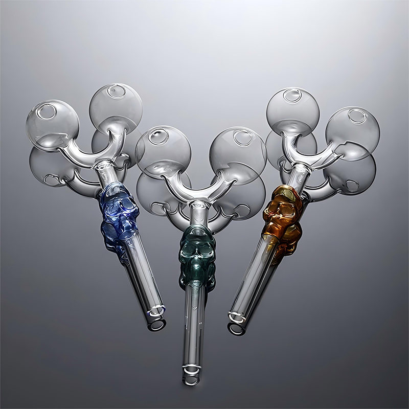 Pyrex Glass Oil Burner Puff Dry Herb Smoking Water Straw Pipe Glass Skull Pipe Smoking Accessories