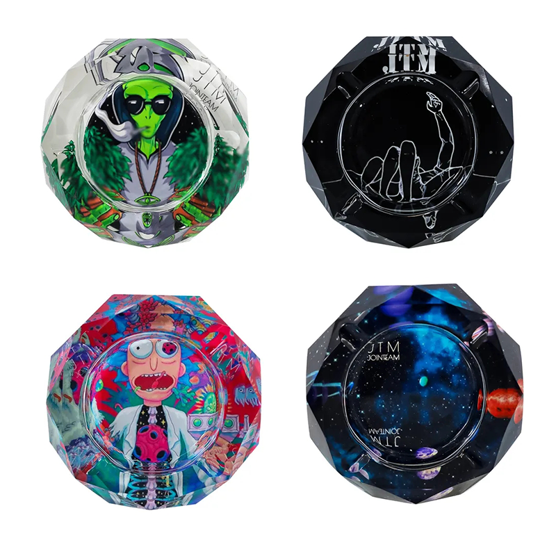 Custom Printed Crystal Glass Ashtray European Style Home Living Room Smoking Accessories