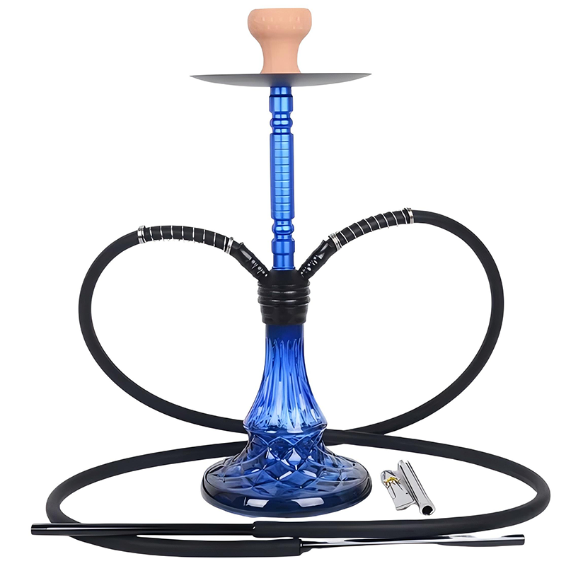 Good Quality Design Glass Hookah Shisha 2 Hoses Aluminum Alloy Luxury Custom Smoking Accessories