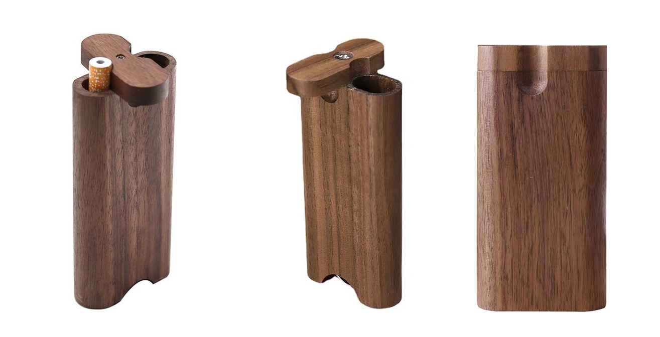 Dugout Walnut Smoking Wood Pipe Cigarette case