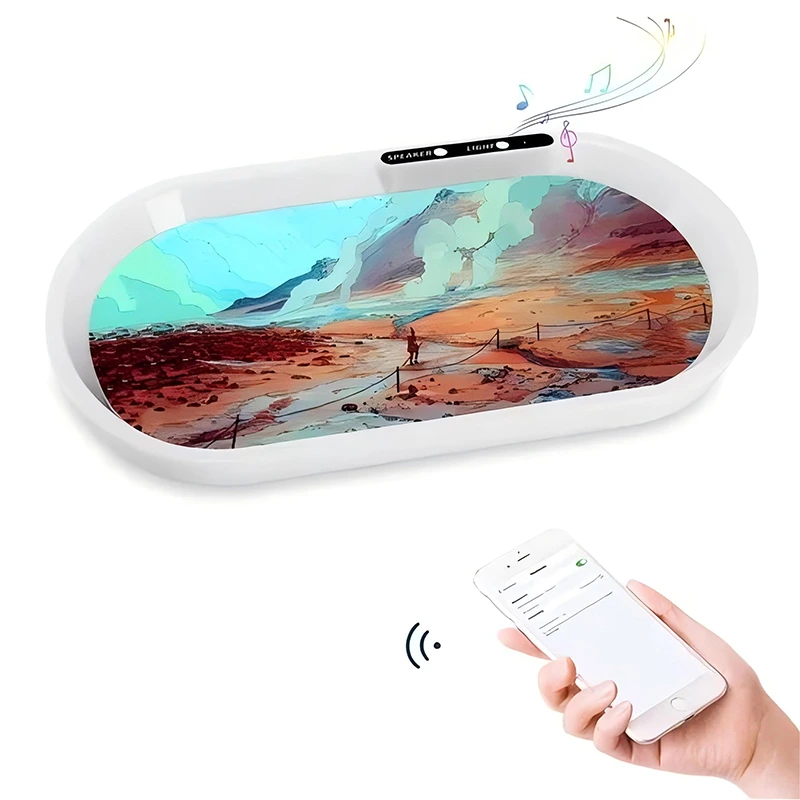 LED Rolling Tray Plastic Serving Tobacco Tray With Mustic Smoking Accessories Custom Logo