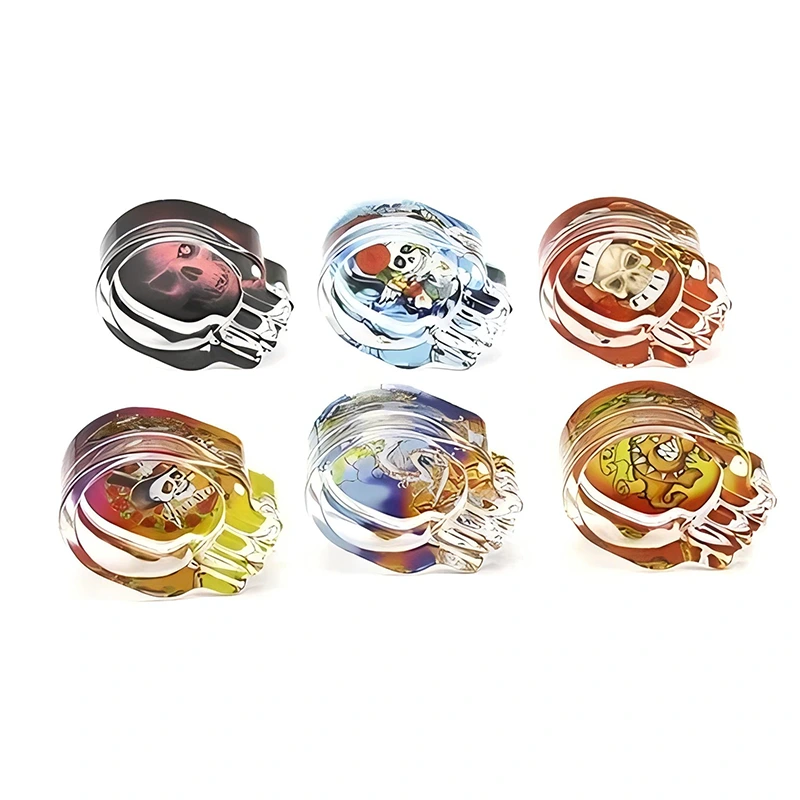 Glass Ashtray with Skull Design Custom Logo Transparent Glass Ashtray Smoking Accessories