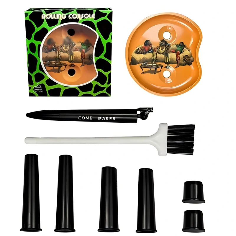 Tobacco Rolling Round Tray Plate With Cone Paper Maker Sets Smoking Accessories